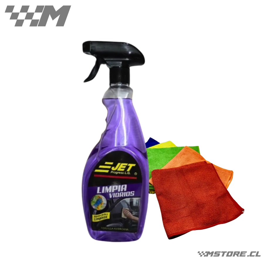 Limpia Vidrios Automotriz JET 500ml + Paño de Micro Fibra